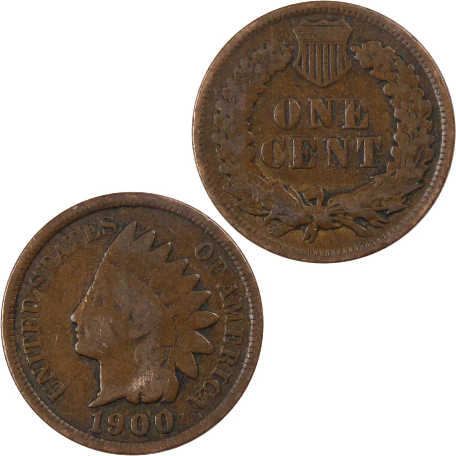 1900 Indian Head Cent AG about Good Bronze Penny 1C Coin Collectible Master Coins