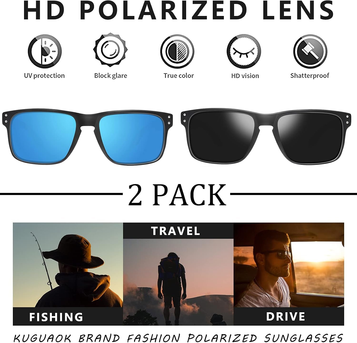 Polarized Square Sunglasses for Men and Women Matte Finish Sun Glasses UV Protection Glasses