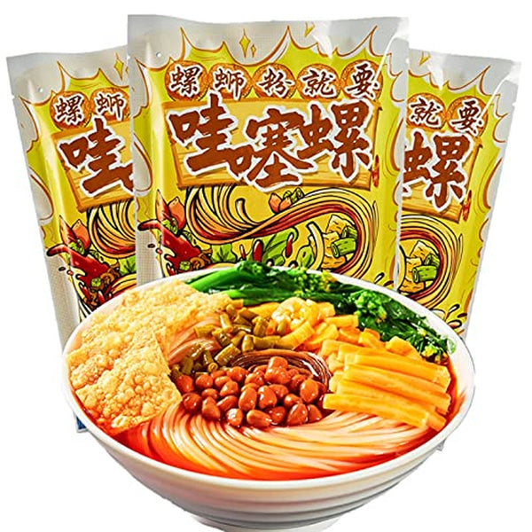 Liuzhou Rice Noodles, Rice Noodles, Noodles, ,Hot and Sour Noodles, Hot and Spicy Rice Noodles, Instant Noodles, Guangxi Specialty，Chinese Food ，Guangxi Snacks，Vegetarianism (3 Bag)