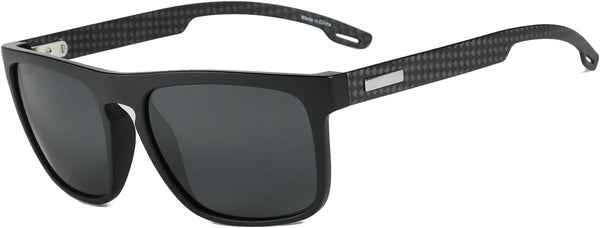 Polarized Sunglasses Men - Square Durable TR90 Lightweight Frame Carbon Fiber UV400 Protection Mens Sunglasses