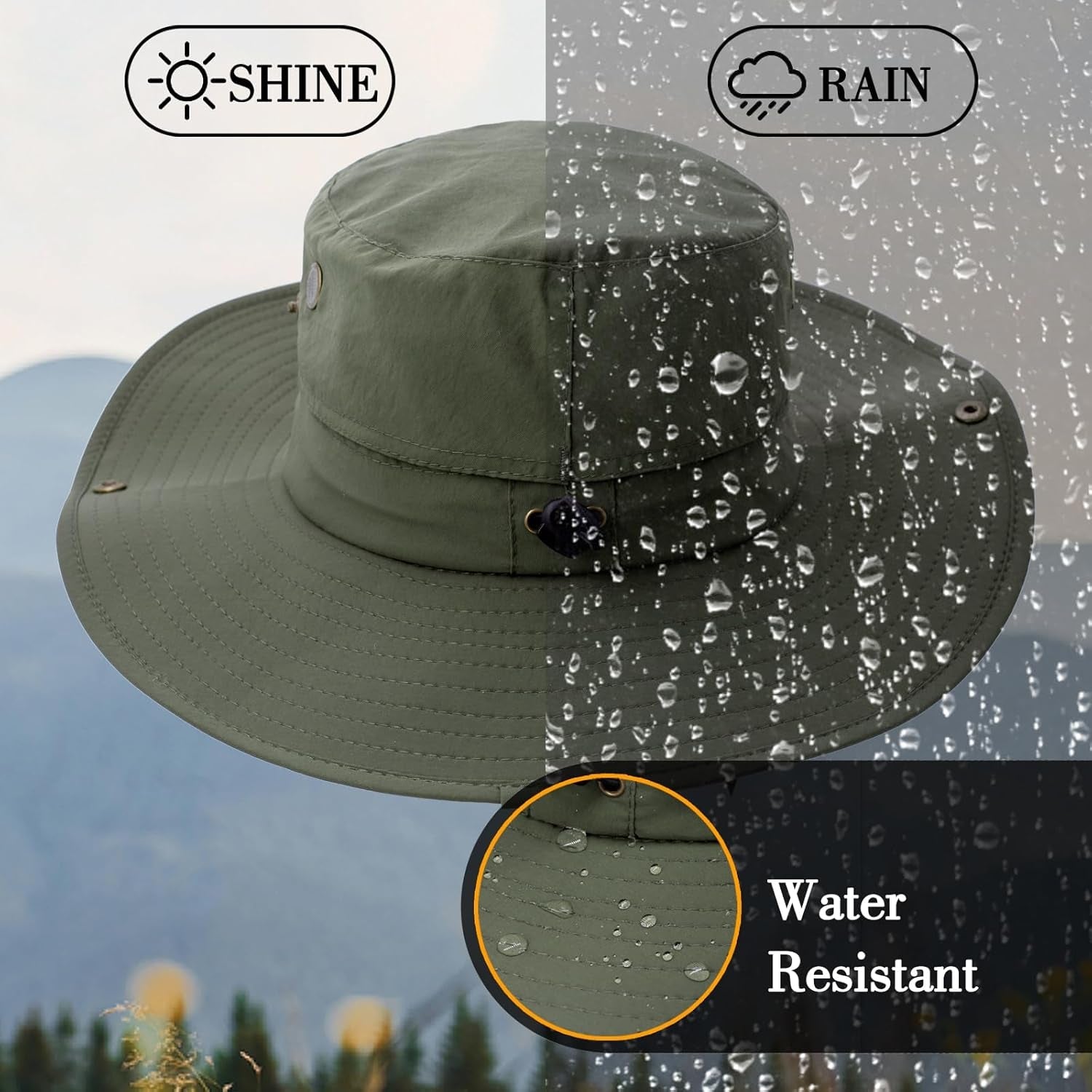 Sun Hat for Men Women UPF 50+ Fishing Hat Wide Brim Bucket Hat with UV Protection Summer Hat for Hiking, Beach, Safari