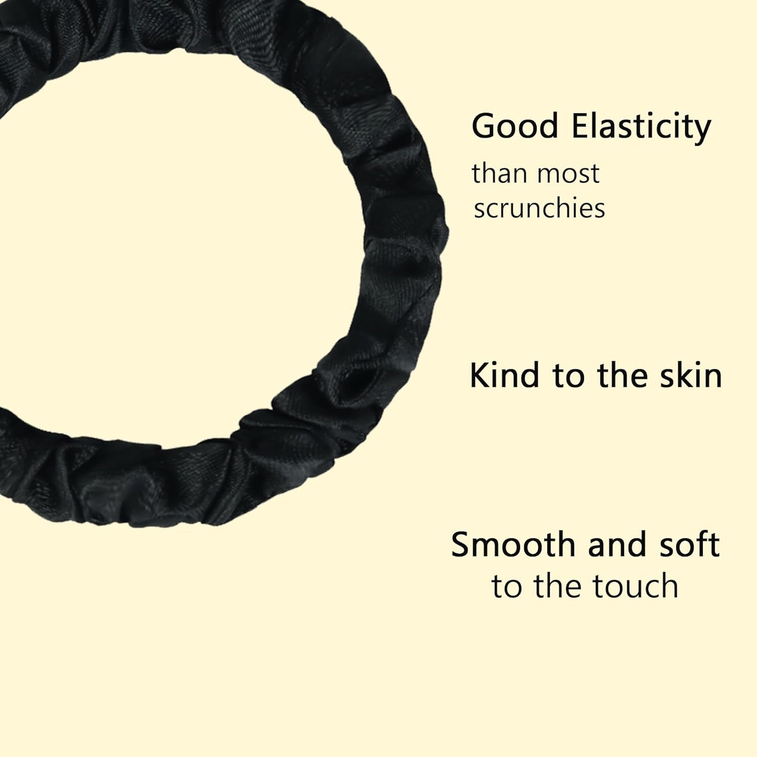 8 Pack Hair Ties Silk Scrunchies for Women Soft Satin Hair Scrunchies Elastic Hair Ties No Damage Ponytail Holders Rubber Bands Hair Accessories Gifts (Black (4 Pack))