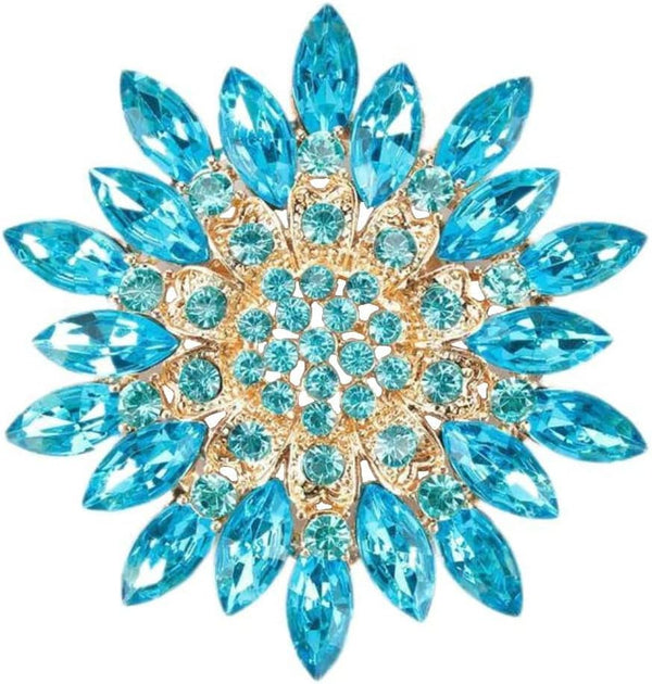 Colorful Rhinestone Crystal Sunflower Brooch Pin for Women Dress Hat Decoration