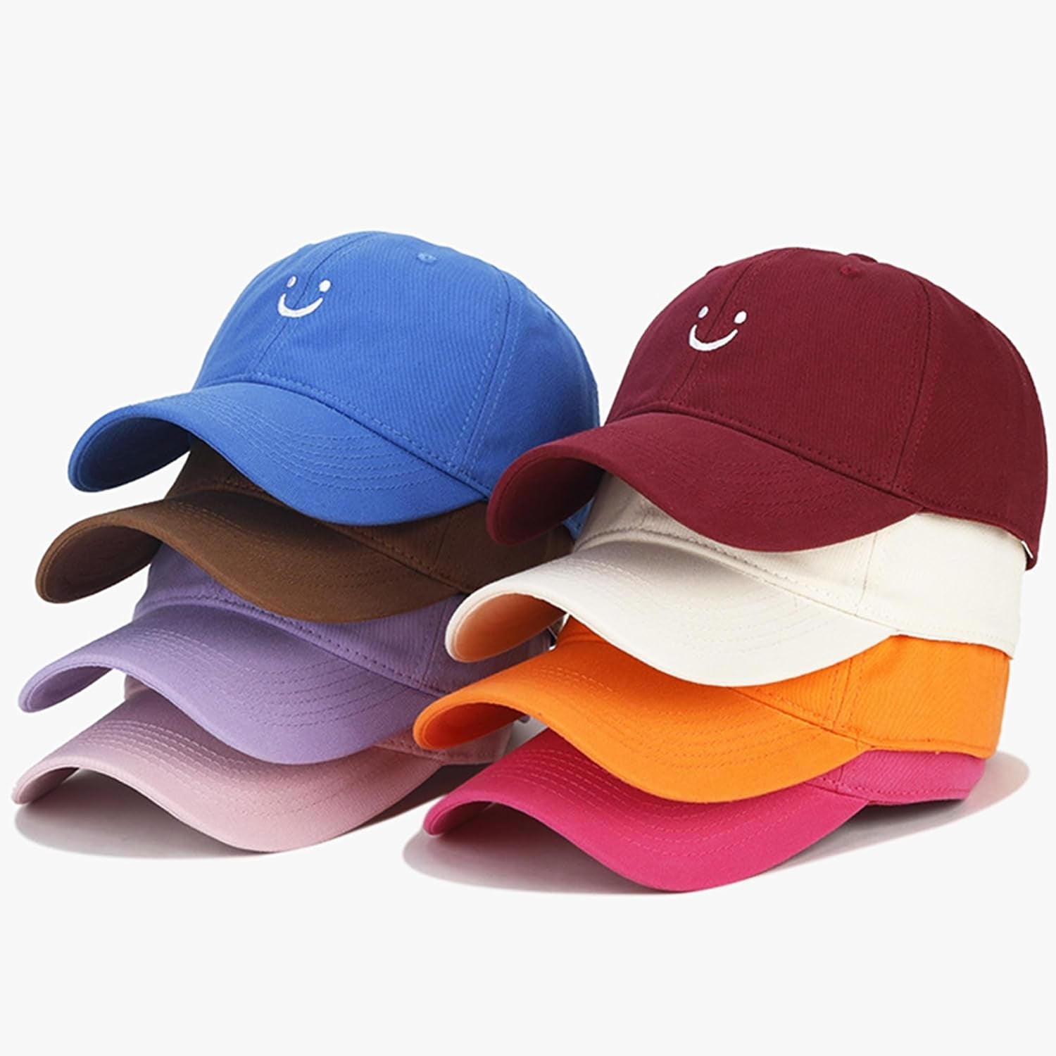 Smile Face Baseball Cap for Women Men Adjustable Low Profile Unstructured Cotton Dad Hat