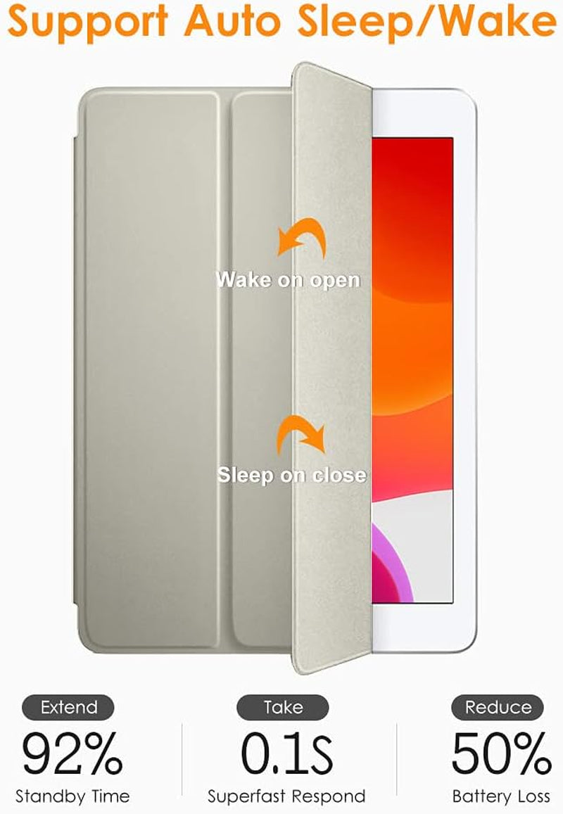 iPad 9th/ 8th/ 7th Generation 10.2 Case, Lightweight Soft TPU Back for iPad 10.2 Inch (2021/2020/2019) [Auto Wake/Sleep + Trifold Stand] - Silver