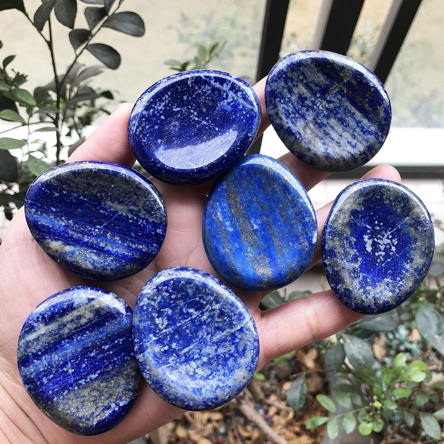 Natural Lapis Lazuli Crystal Thumb Worry Stone, Hand Carved Healing Crystal Teardrop Pocket Stones for Anxiety Stress Relief Meditation