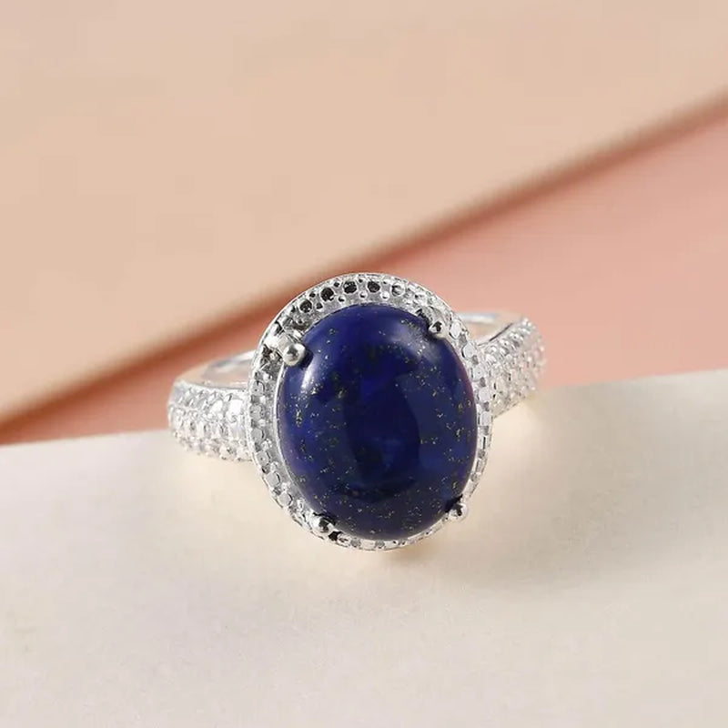 925 Sterling Silver Lapis Lazuli Crystal Chakra Reiki  Ring for Women Jewelry Gifts for Women Birthday Gifts for Women