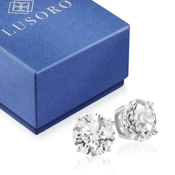 Sterling Silver Cubic Zirconia Stud Earrings 1 Carat Weight CZ- Lusoro