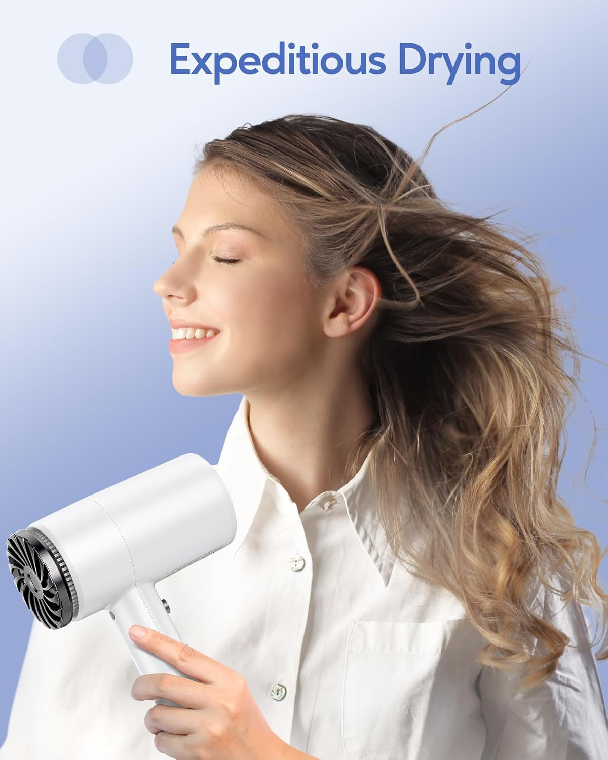 Hair Dryer with Diffuser 1875W Ionic Blow Dryer for Fast Drying with Concentrator Lightweight White.