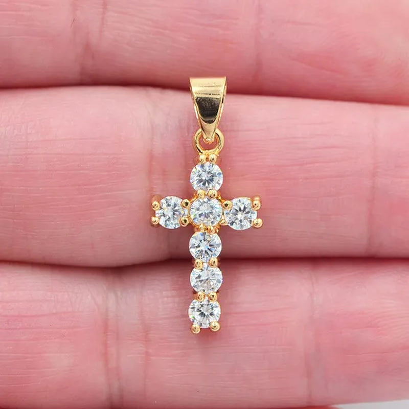 Women Multicolor Cubic Zirconia CZ Cross Pendant Gift for Girl