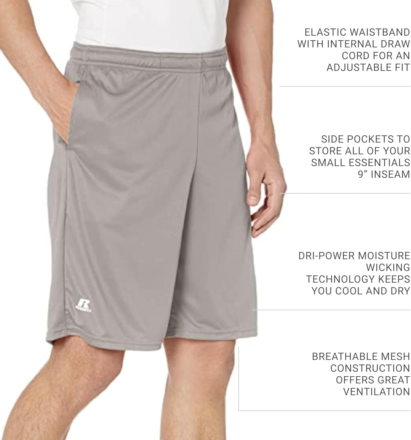 s Men'S Dri Power Essential Performance Shorts with Pocket - Workout and Gym Active Wear