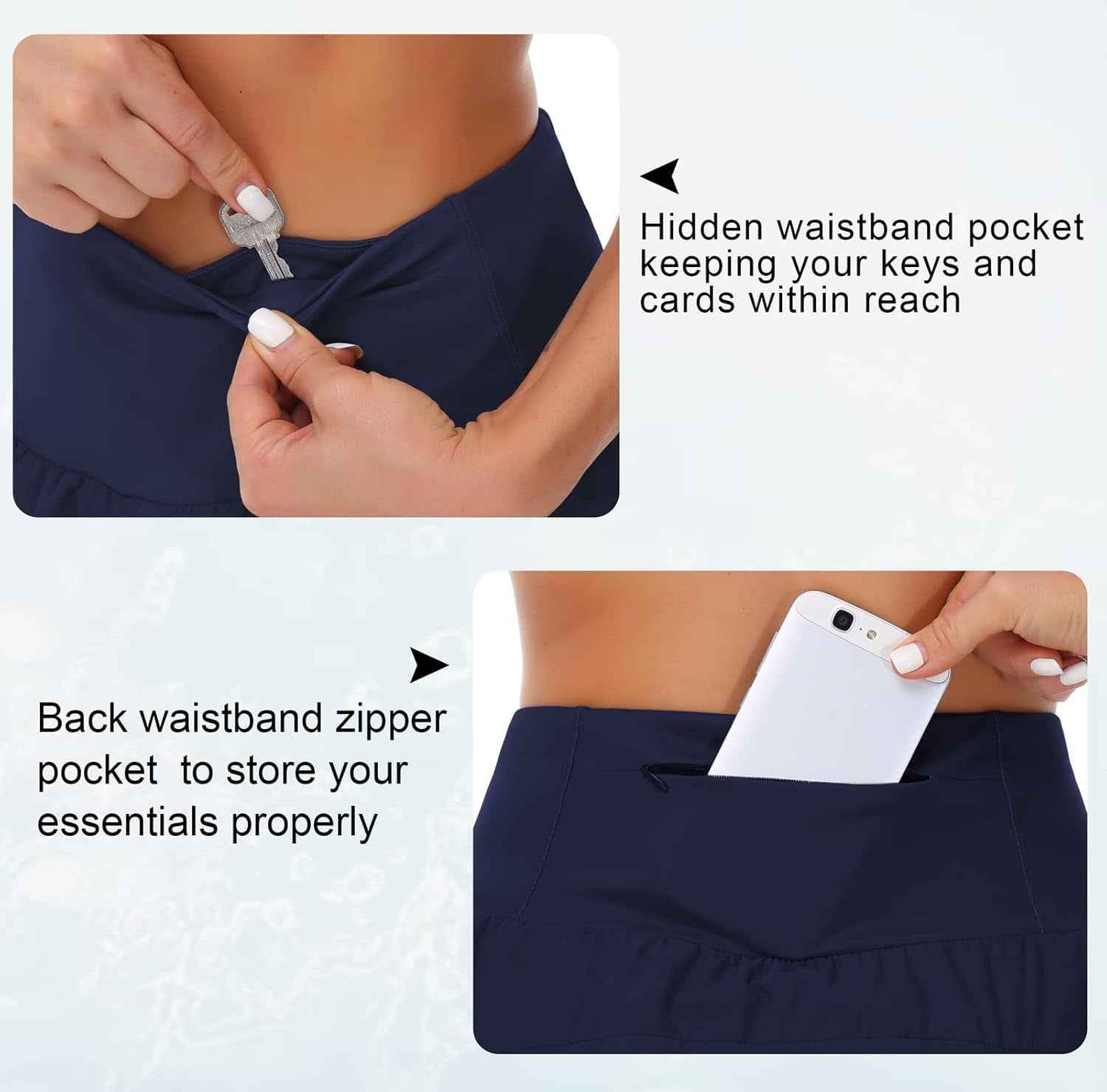 Womens High Waisted Running Shorts Quick Dry Athletic Workout Shorts with Mesh Liner Zipper Pockets