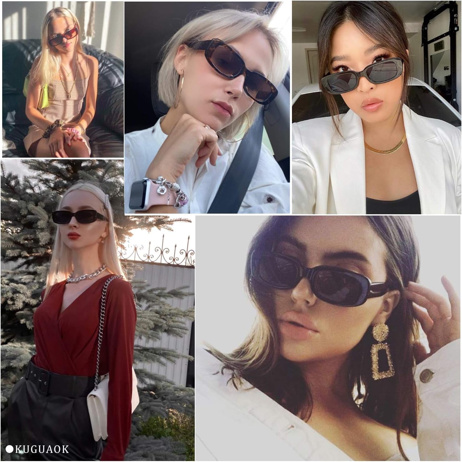 Retro Rectangle Sunglasses Women and Men Vintage Small Square Sun Glasses UV Protection Glasse