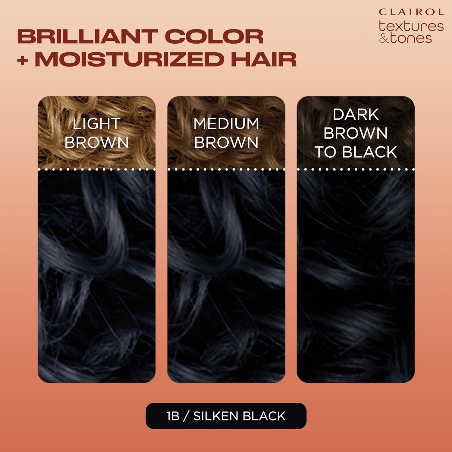 Textures & Tones Permanent Hair Dye, 1B Silken Black Hair Color, Pack of 1