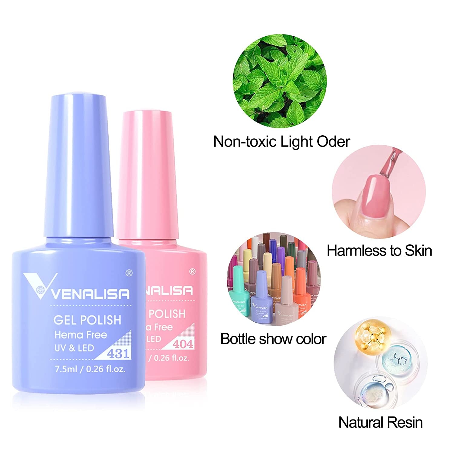 VENALISA VIP4 Gel Nail Polish Set, 60 Colors 7.5ML All Seasons Holiday Gel Polish Soak Off Glitter Nail Art Starter Kit Beauty Set for Women Girls Valentines Birthday Day Gift