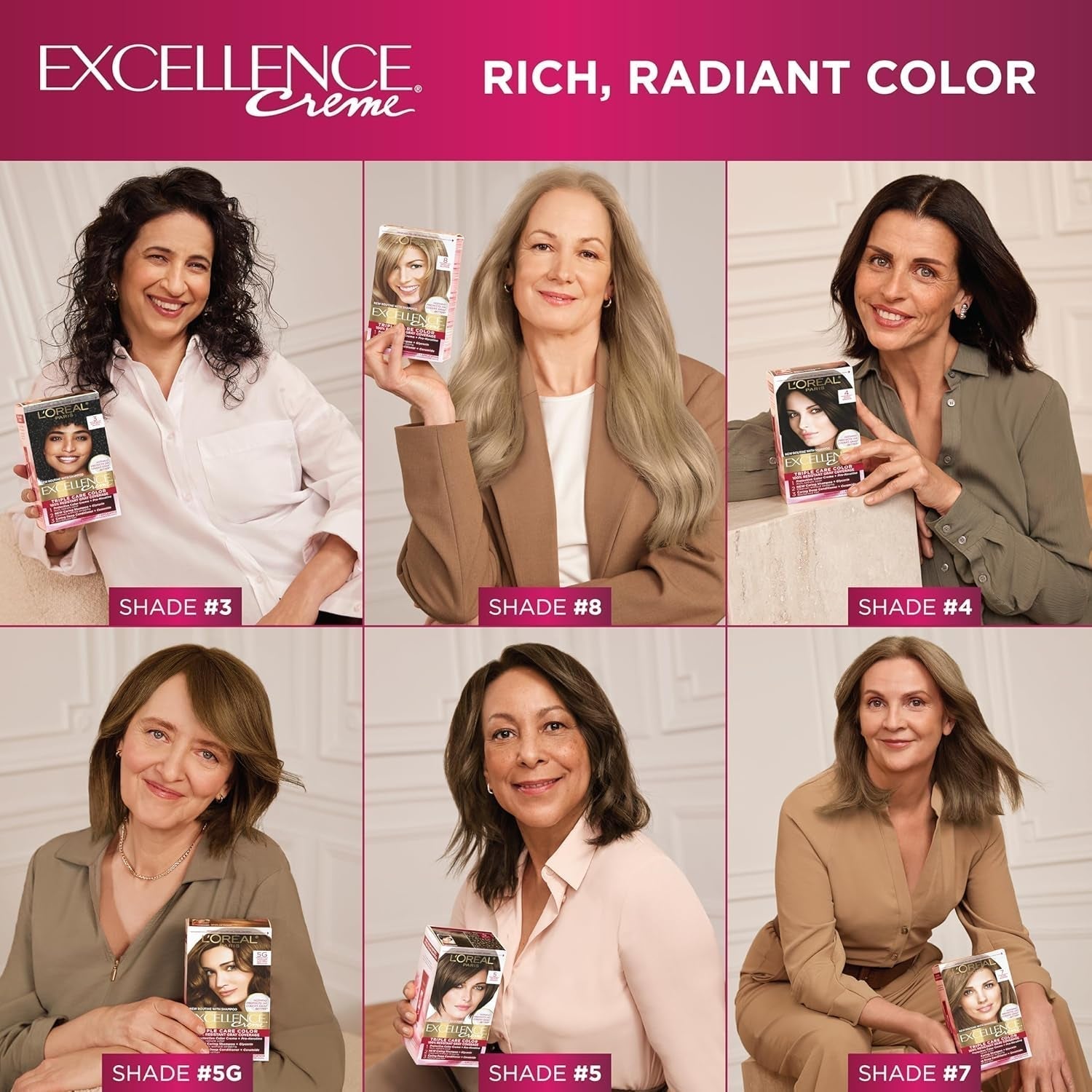 Excellence Creme Permanent Hair Color, 6A Light Ash Brown, 100 Percent Gray Coverage Hair Dye, Pack of 2