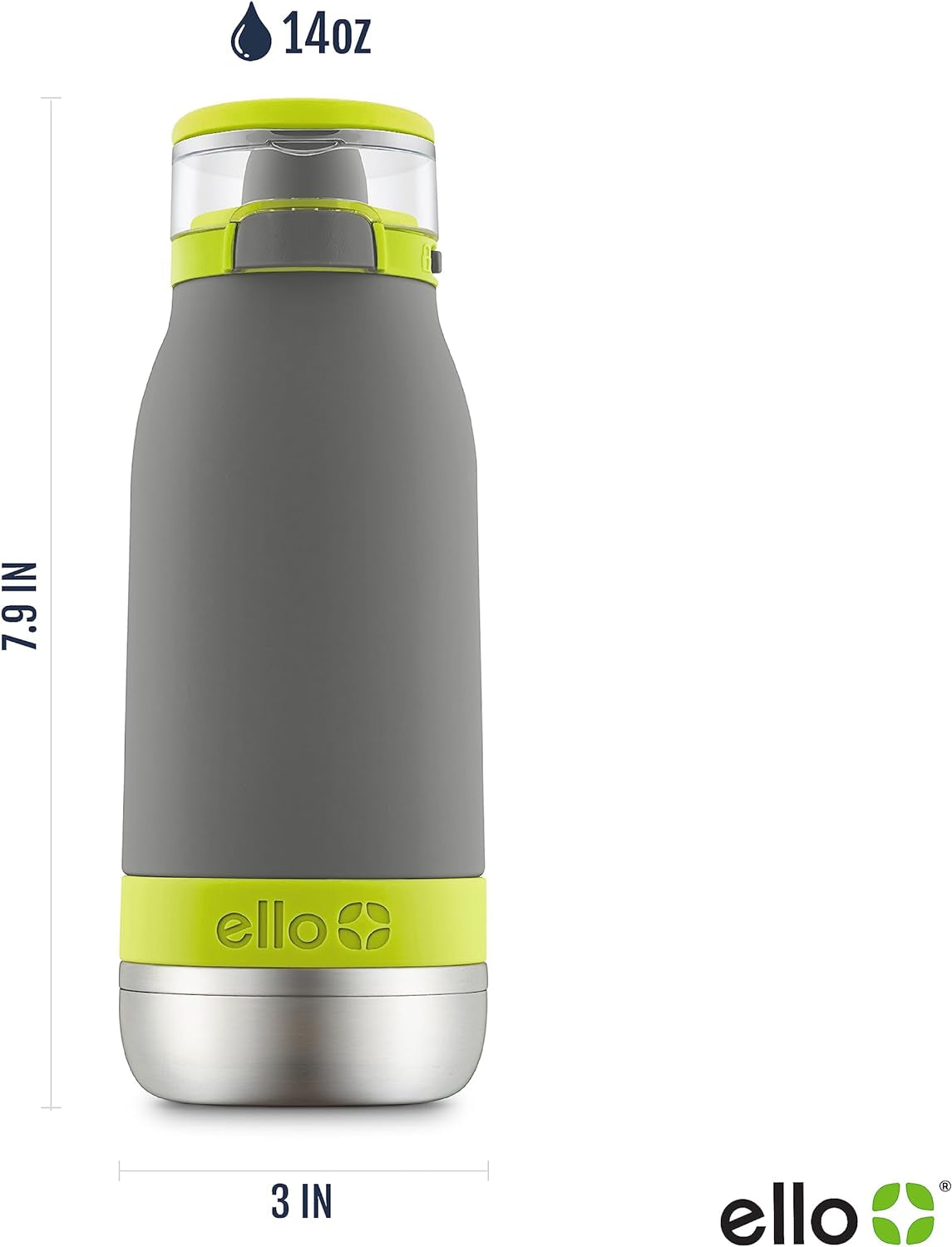Emma 14Oz Vacuum Insulated Stainless Steel Kids Water Bottle with Straw and Built-In Carrying Handle and Leak-Proof Locking Lid for School Backpack, Lunchbox and Outdoor Sports