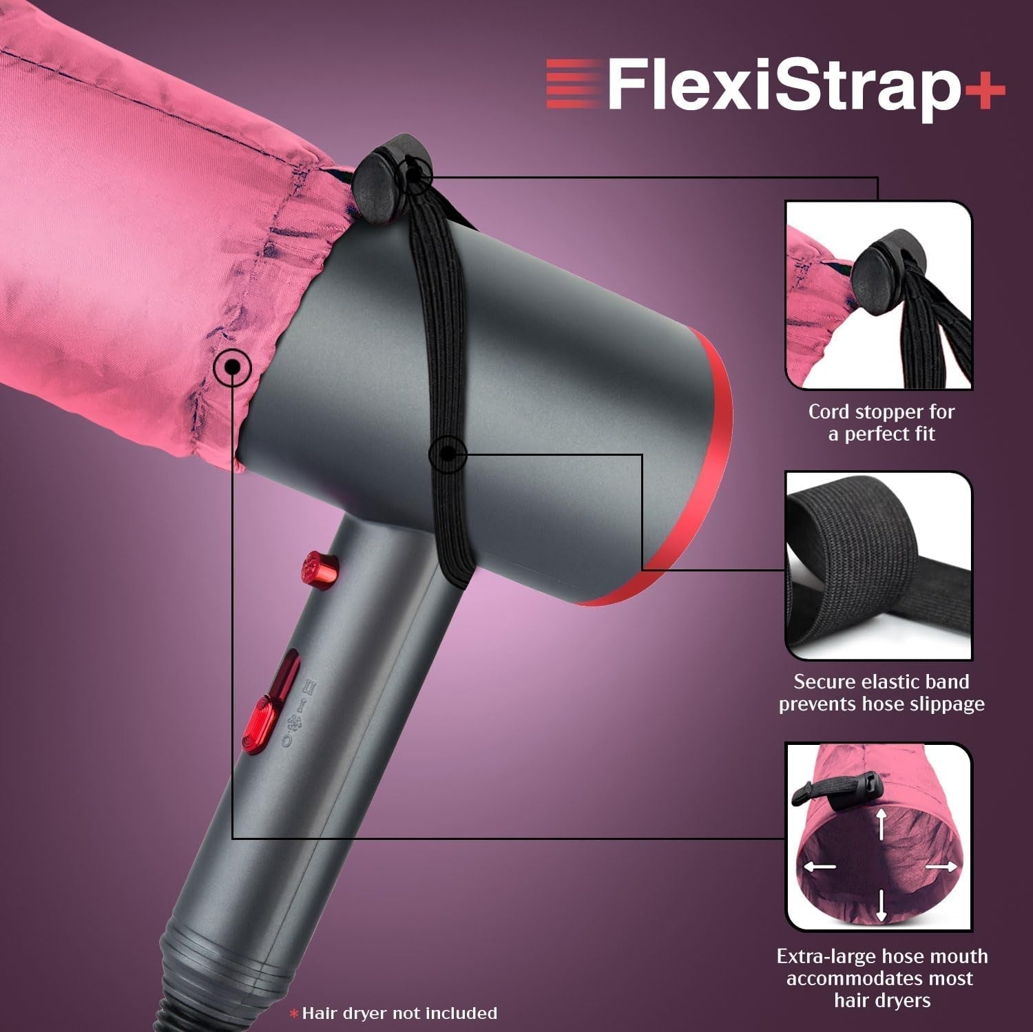 Bonnet Hairdryer Attachment - Integrated Elastic Headband That Reduces Heat around Ears & Neck - Hooded Hair Dryer Diffuser Cap - Easy to Use for Deep Conditioning and Fast Hair Drying (Rose Gold)