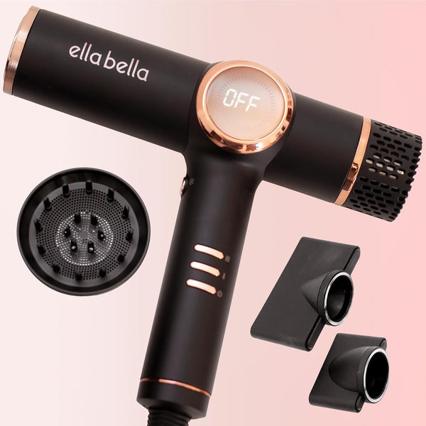 ® Professional Ionic Hair Dryer with Diffuser • Negative Ion Blow Dryer • Suitable All Hair Types • Intelligent Heat Control & Rapid Drying Speeds • Lightweight Design • Low Noise Technology