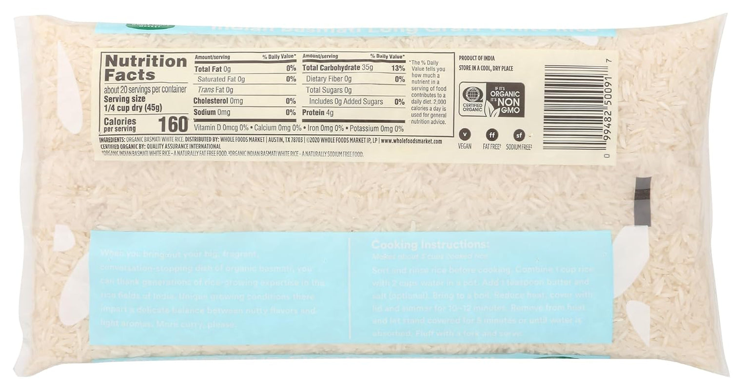 , Organic White Basmati Indian Rice, 32 Ounce