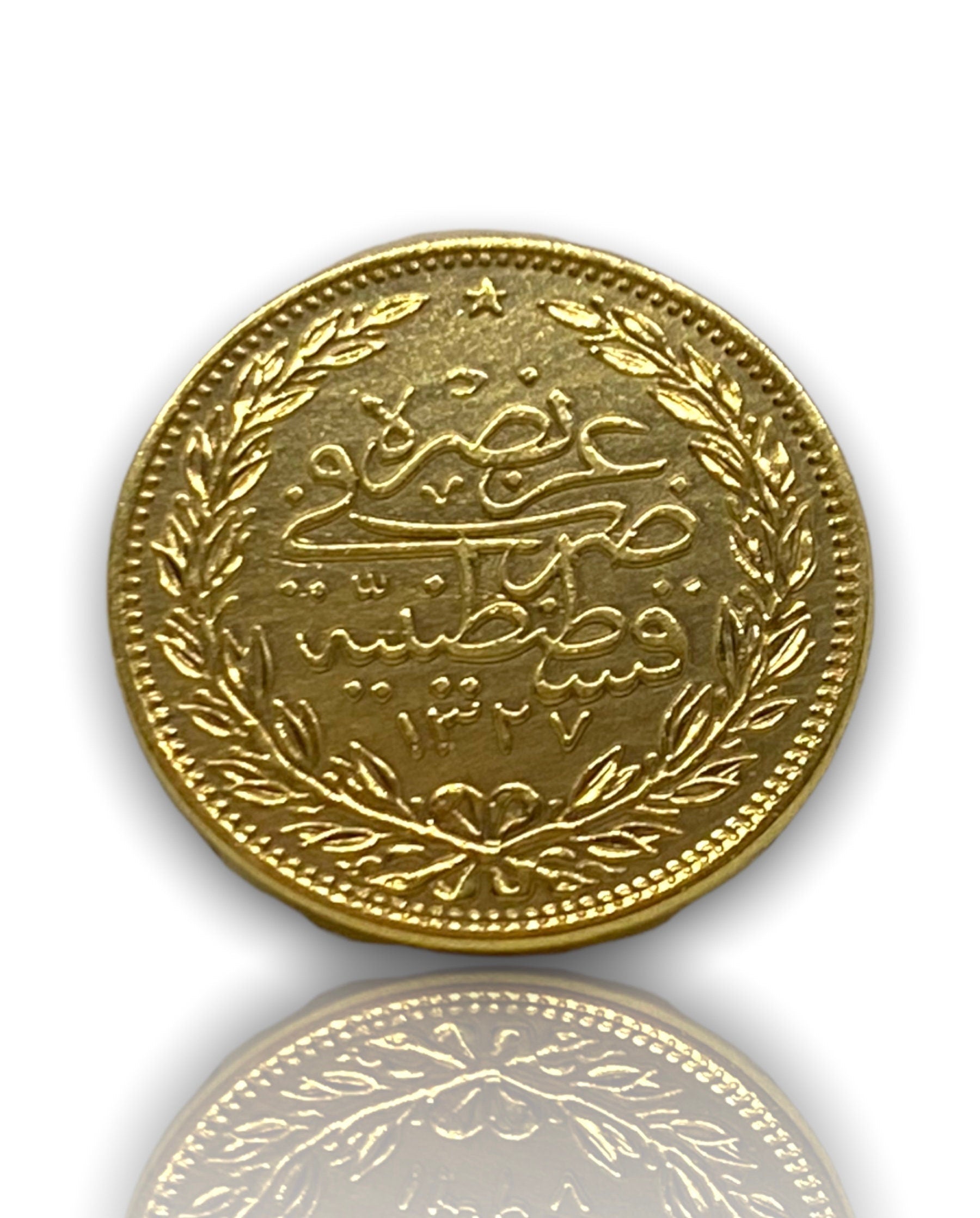 Ottoman Empire Gold Coin 1915 Mehmed V. Gold Plated 100 Kurush Coin (22Mm) REPLICA 1Pcs Masters Coins