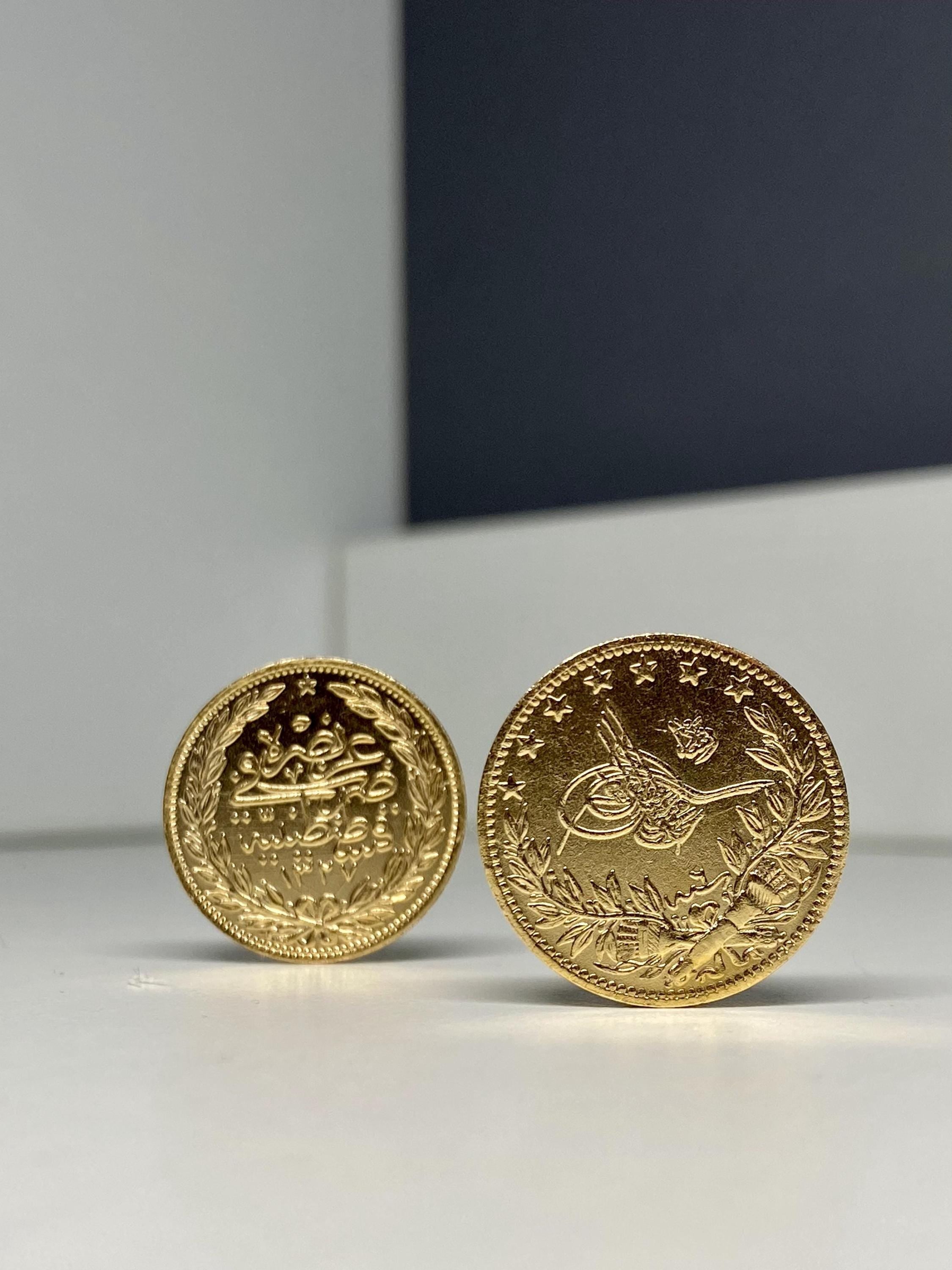 Ottoman Empire Gold Coin 1915 Mehmed V. Gold Plated 100 Kurush Coin (22Mm) REPLICA 1Pcs Masters Coins