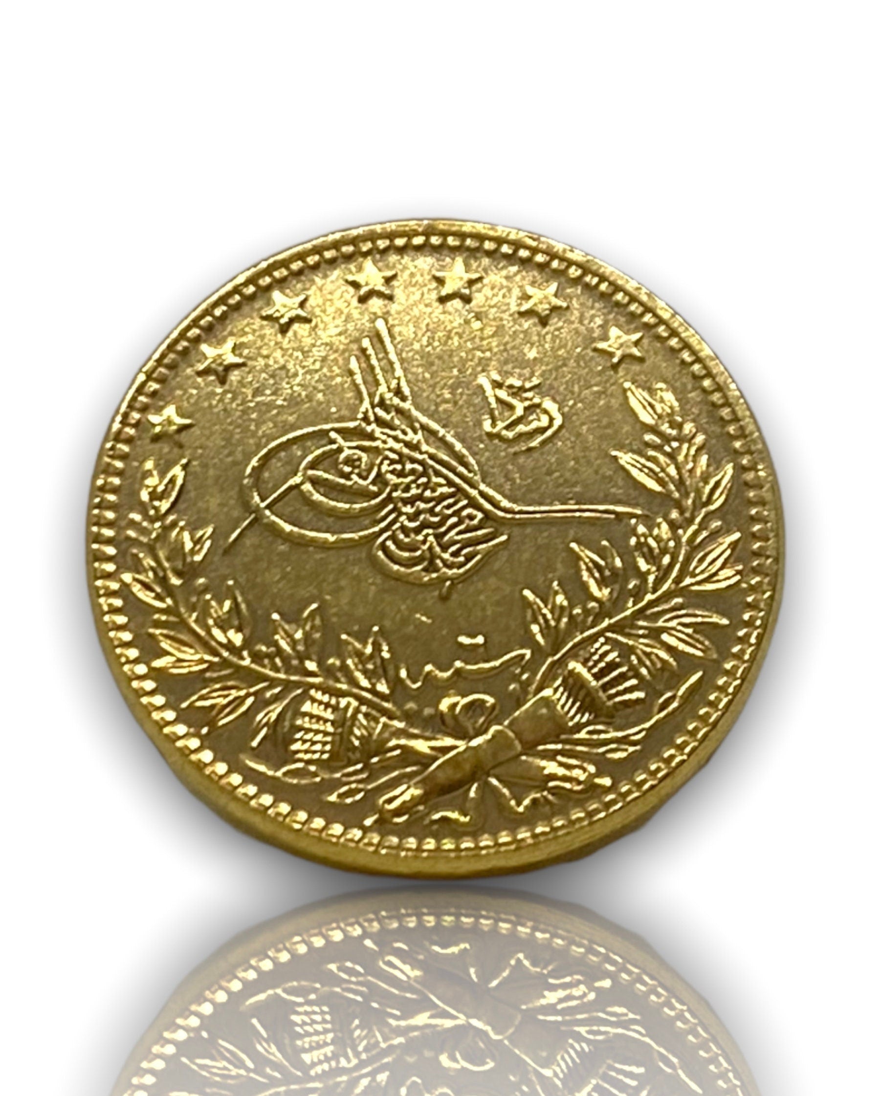 Ottoman Empire Gold Coin 1915 Mehmed V. Gold Plated 100 Kurush Coin (22Mm) REPLICA 1Pcs Masters Coins