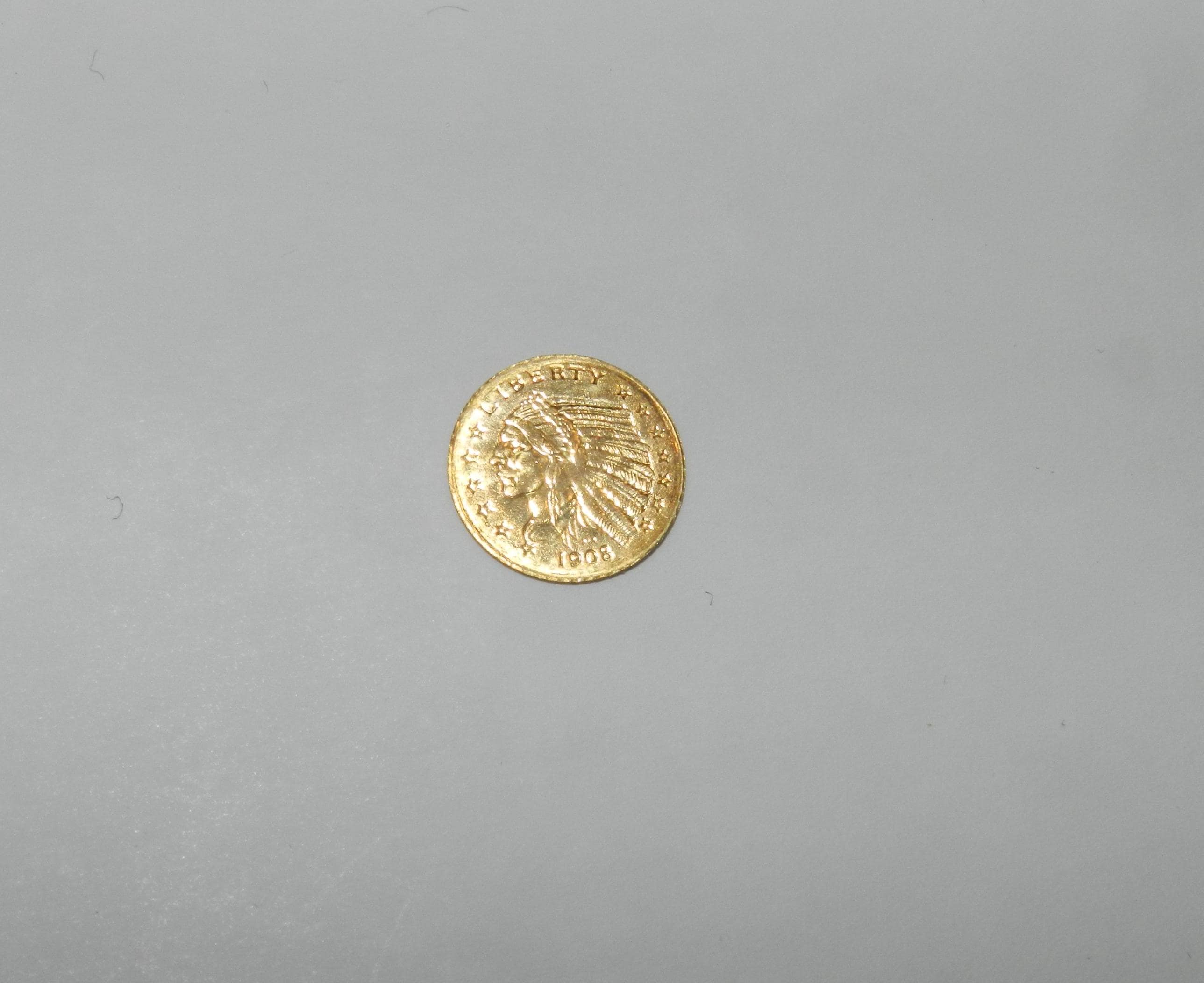 8Kt Gold Miniature Replica U.S. Indian Head 5 Dollar Gold Coin Masters Coins