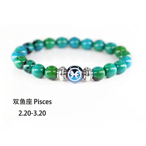 8MM 12 Constellation Phoenix Naturel Stone Beads Bracelet