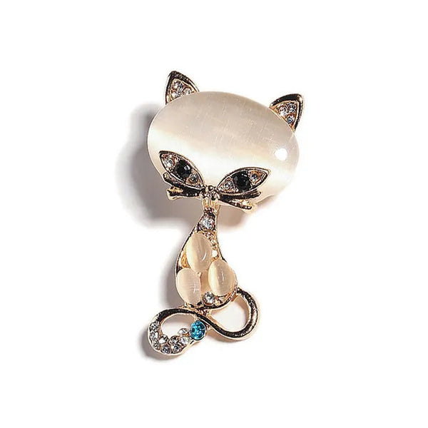 New Fashion Hot Sale Gold Color Filled Multicolor Opal Stone Fox Brooches Women's Fashion Cute Animal Crystal Pin Brooch Jewelry