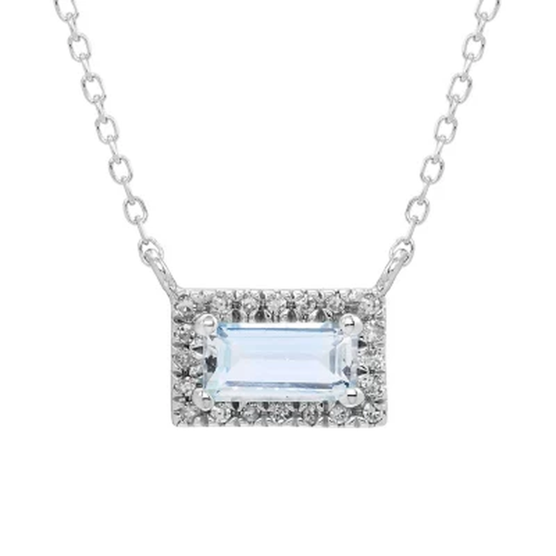 Aquamarine and 0.06 CT. T.W. Diamond Pendant in 14K Gold