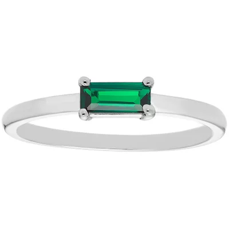 Lab Emerald Baguette Ring in 14K Gold