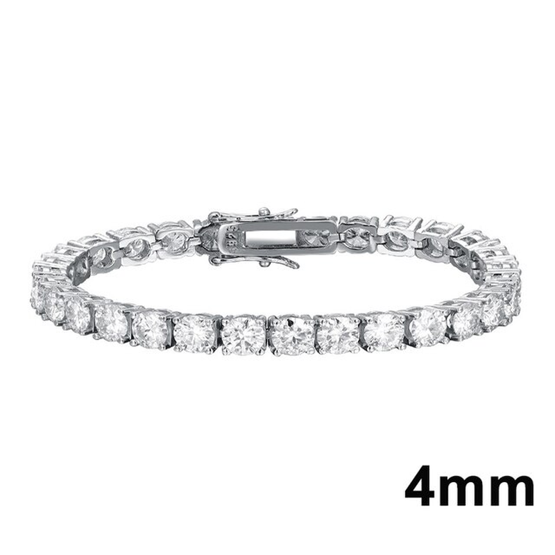 4Mm Solid 925 Sterling Silver Moissanite Tennis Bracelets for Women Men GRA