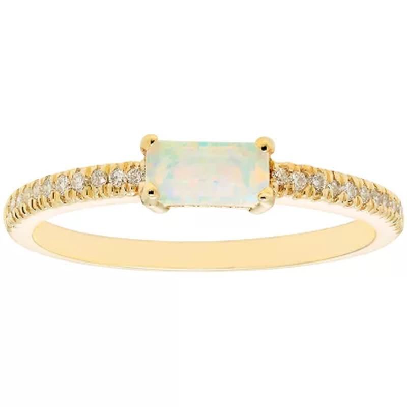 Lab Opal and 0.10 CT. T.W. Diamond Ring in 14K Gold