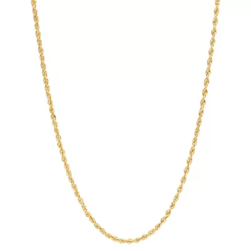 14K Yellow Gold 2.40-2.50MM Solid Rope Chain