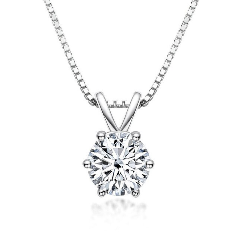 1 Carat D Color Moissanite Classic round Pendant Necklace 100% 925 Sterling