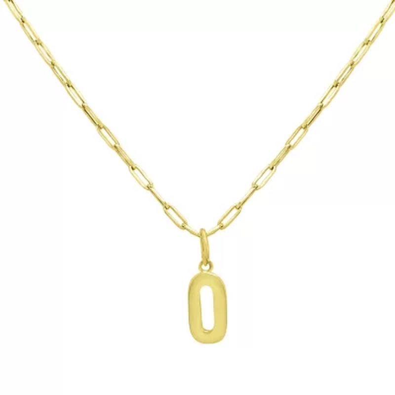 14K Yellow Gold Initial Pendant on Paperclip Chain, 16-18 In.