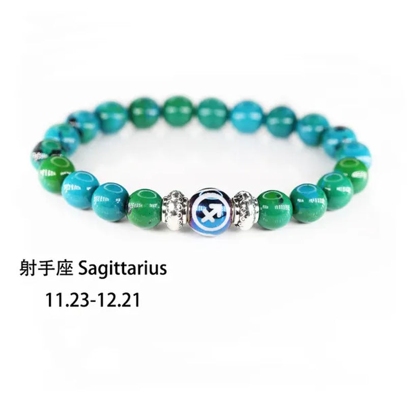 8MM 12 Constellation Phoenix Naturel Stone Beads Bracelet