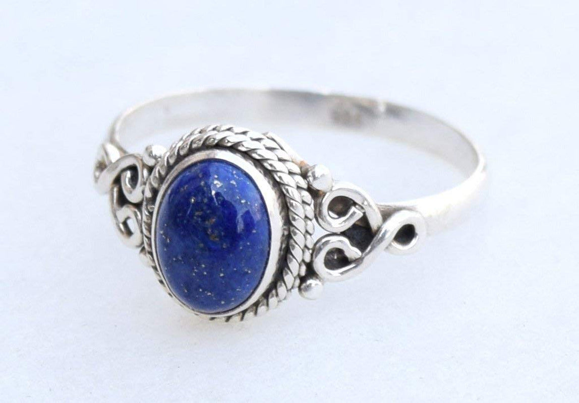 Lapis Lazuli Ring 925 Sterling Silver Statement Ring for Women - Size 9 - Stone