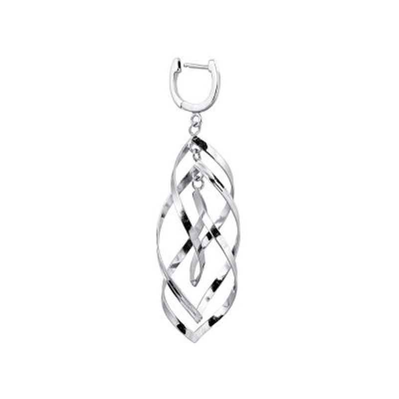 Sterling Silver Triple Marquise Lever Back Drop Earrings