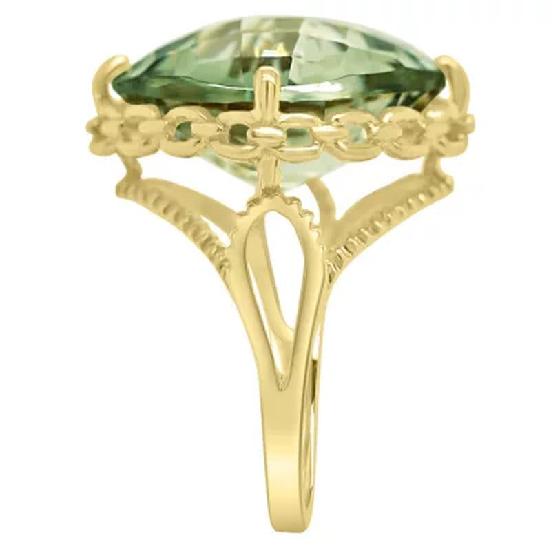 14K Gold Treated Prasiolite Ring