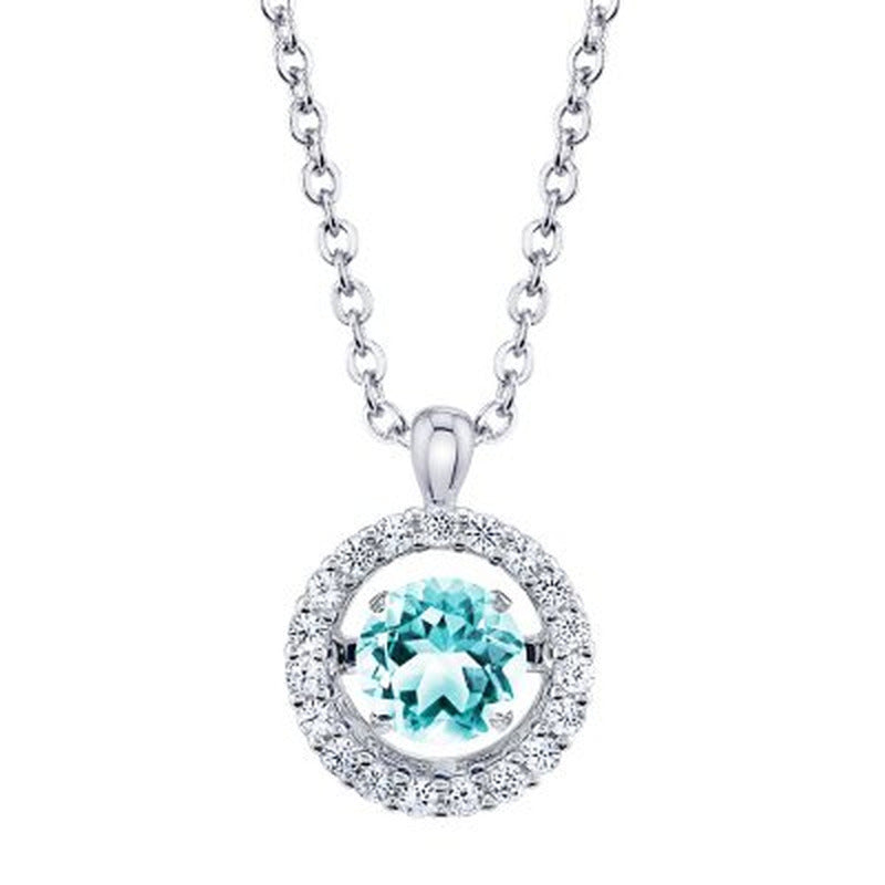 Dancing Aquamarine and Lab Created White Sapphire Pendant and Ear Set in Sterlin