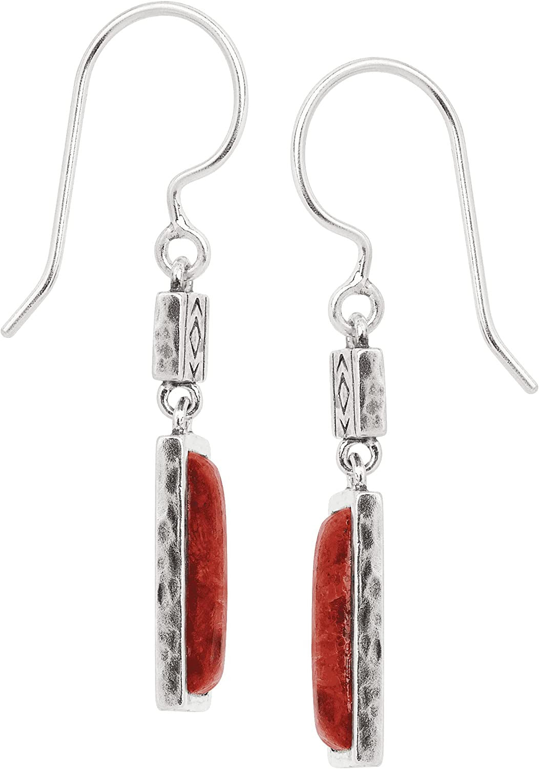 'Gazania' Natural Coral Drop Earrings in Sterling Silver