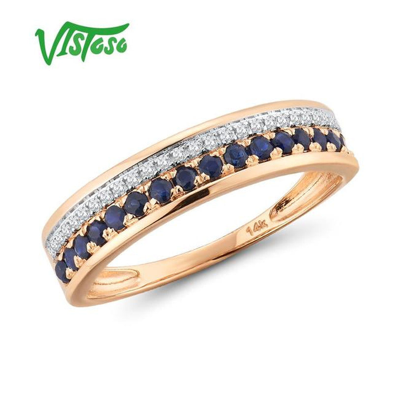 14K Rose Gold Rings for Lady Genuine Shiny Diamond Fancy Ruby Sapphire Emerald