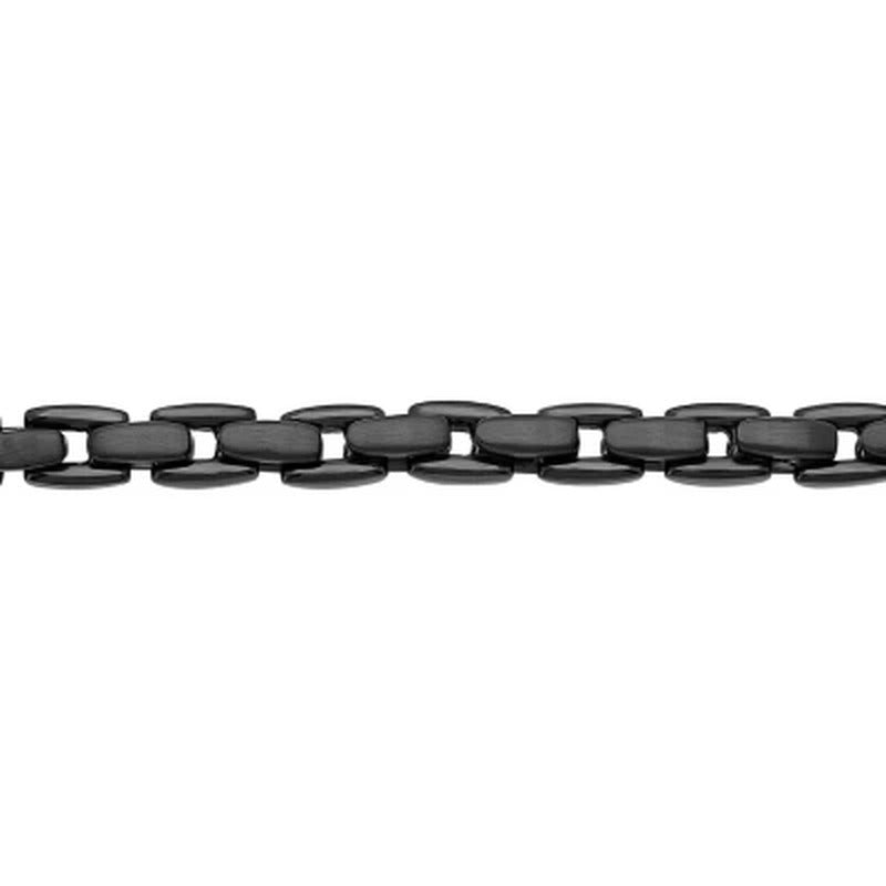 Men'S Black IP Plated Stainless Steel Chain and Bracelet Set