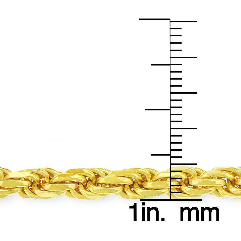 14K Gold Plated Sterling Silver Rope Diamond-Cut Link Necklace Chains 1.5MM - 5.