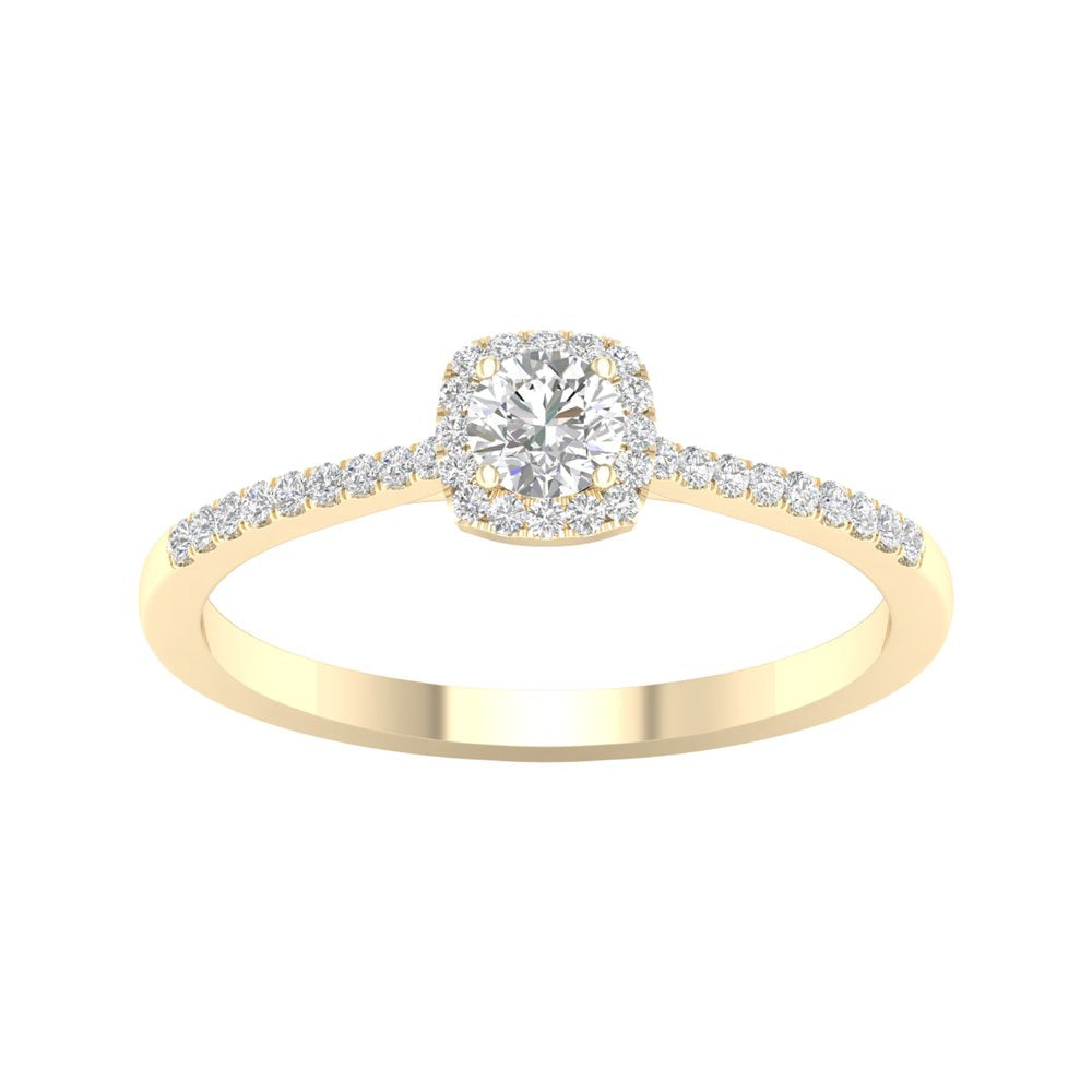 Imperial 1/4 Ct TDW round Diamond Halo Engagement Ring in 10K Yellow Gold (H-I,