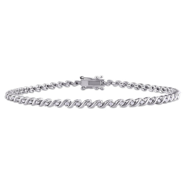 1/2 Carat T.W. Diamond Sterling Silver Tennis Bracelet, 7.5