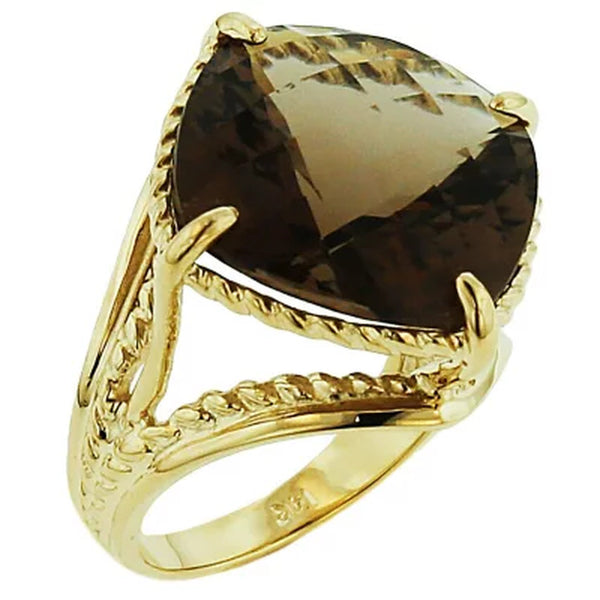 12.0 CT. Smoky Quartz Ring in 14K Yellow Gold