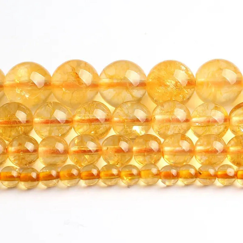 1Pcs Natural Citrines Yellow Crystal Quzrtz round Beads for Jewelry Making 15''